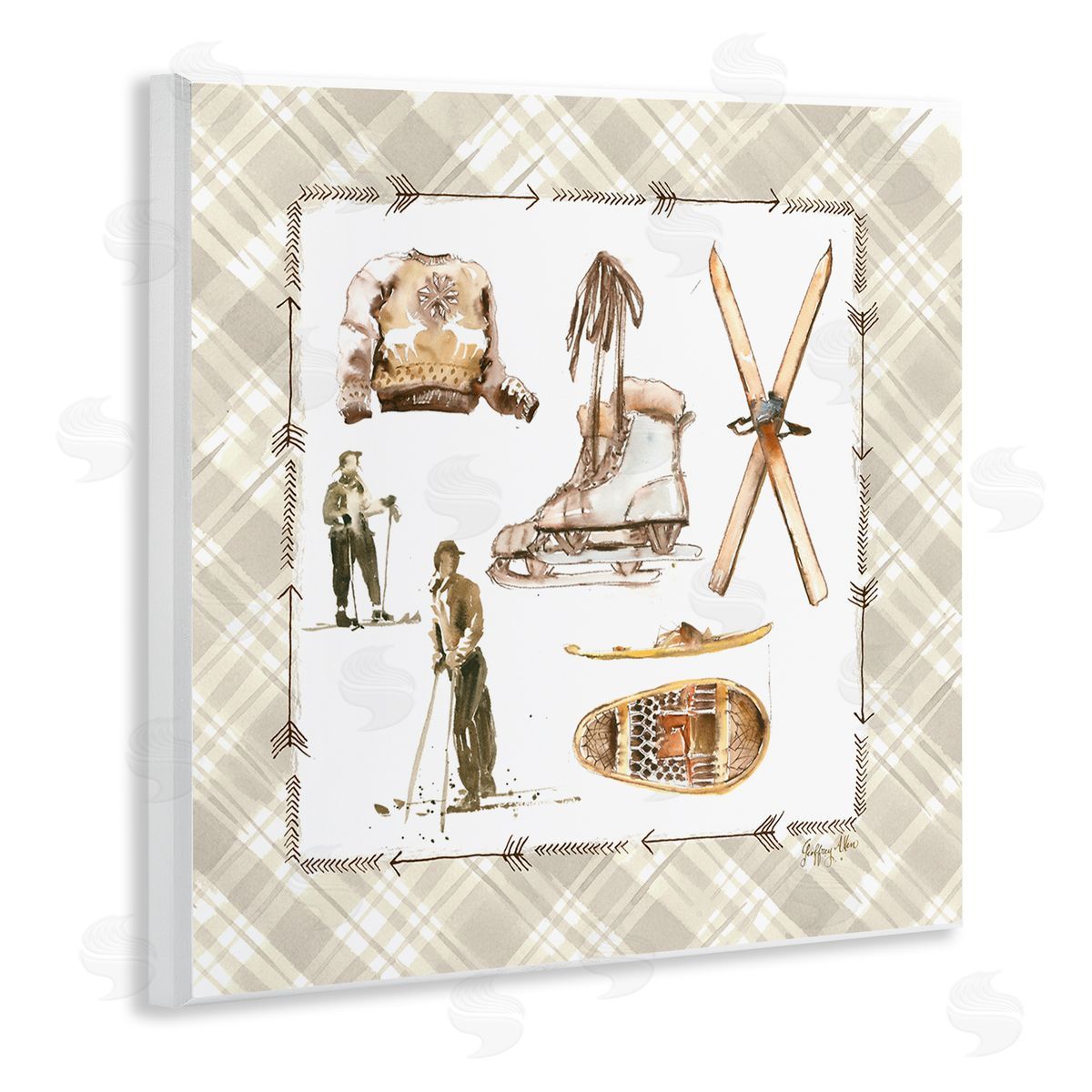 Geoff Allen Winter Skiing Sports Wooden Wall Plaque Art Print