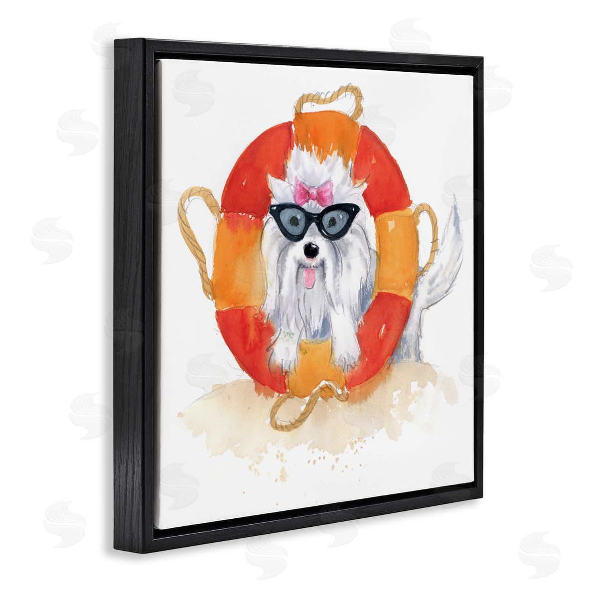 Geoff Allen Sandy Dog in Sunglasses Black Floating Frame Canvas Wall Art Print