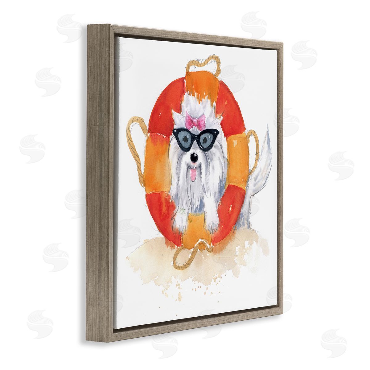 Geoff Allen Sandy Dog in Sunglasses Brown Floating Frame Canvas Wall Art Print