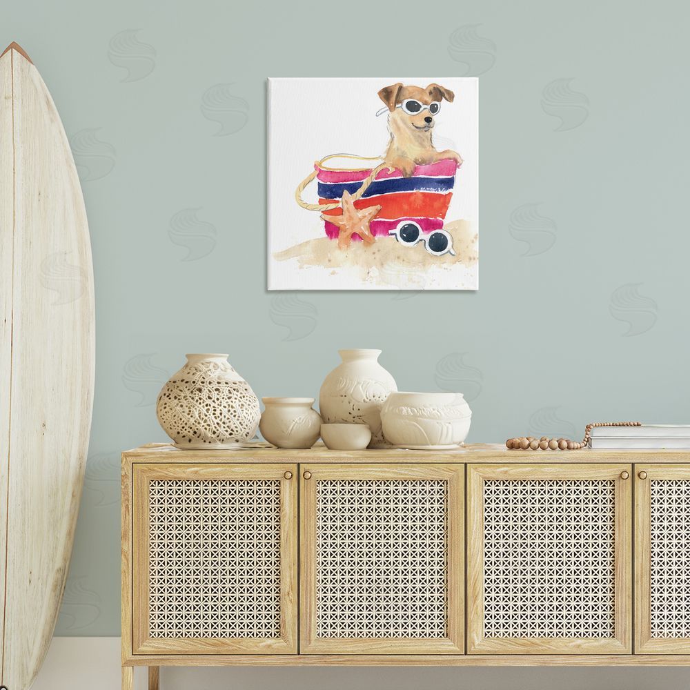 Geoff Allen Sandy Dog in Beach Bag Canvas Wall Art Print in Room