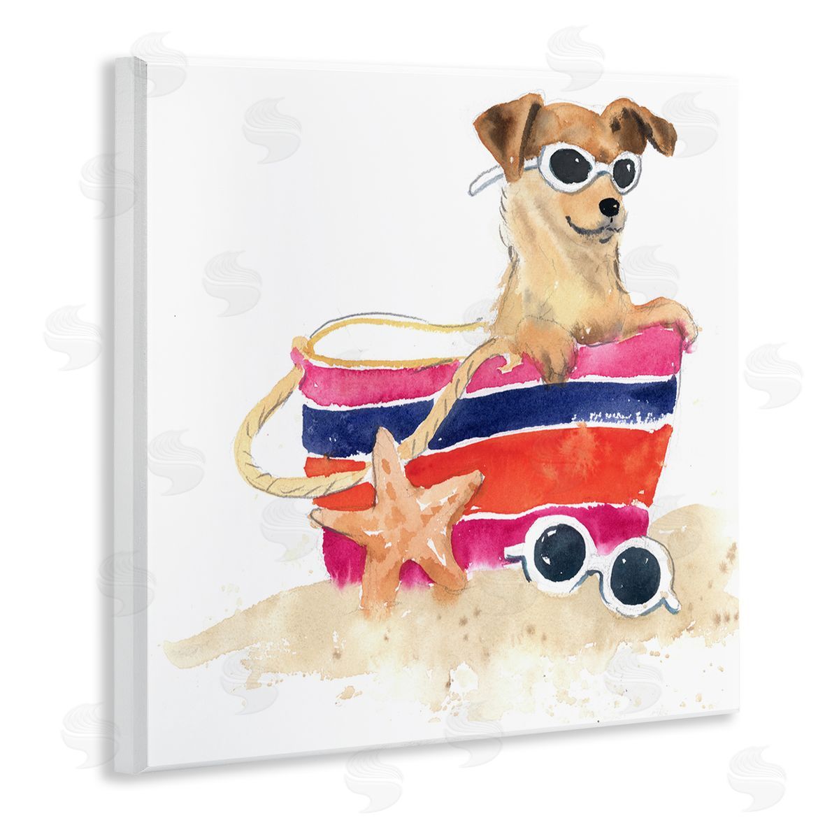 Geoff Allen Sandy Dog in Beach Bag Wooden Wall Plaque Art Print