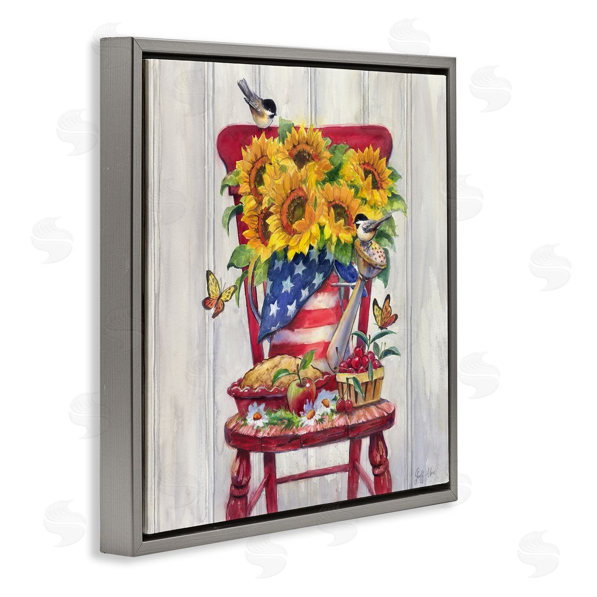 Geoff Allen Patriot Porch Still Life Gray Floating Frame Canvas Wall Art Print