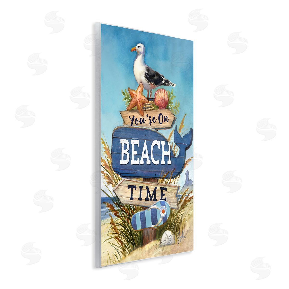 Geoff Allen On Beach Time Sign Wooden Wall Plaque Art Print