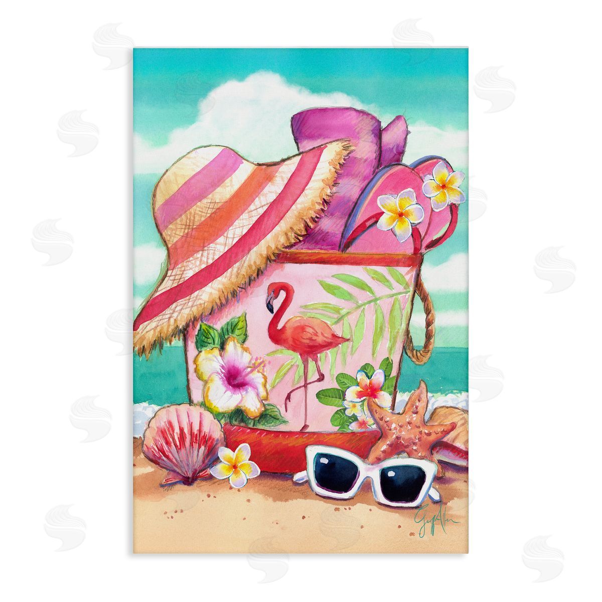 Geoff Allen Floral Beach Bag Canvas Wall Art Print