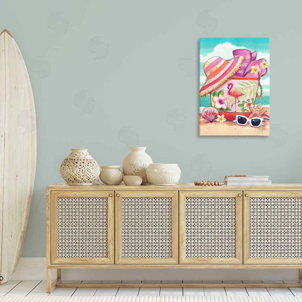 Geoff Allen Floral Beach Bag Canvas Wall Art Print in Room