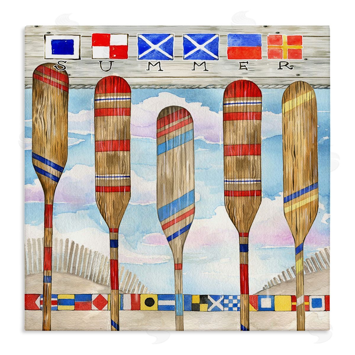 Ronnie Rooney Maritime Summer Paddles Canvas Wall Art Print