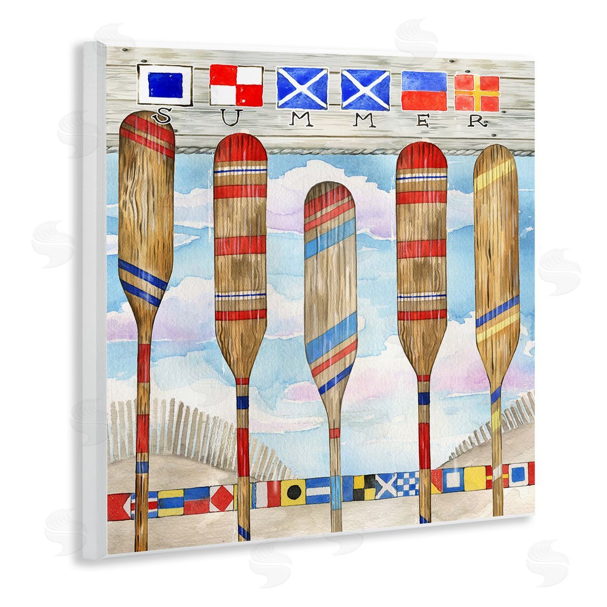 Ronnie Rooney Maritime Summer Paddles Wooden Wall Plaque Art Print