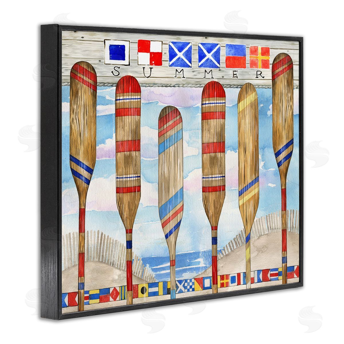 Ronnie Rooney Nautical Flags & Paddles Black Framed Giclee Wall Art Print