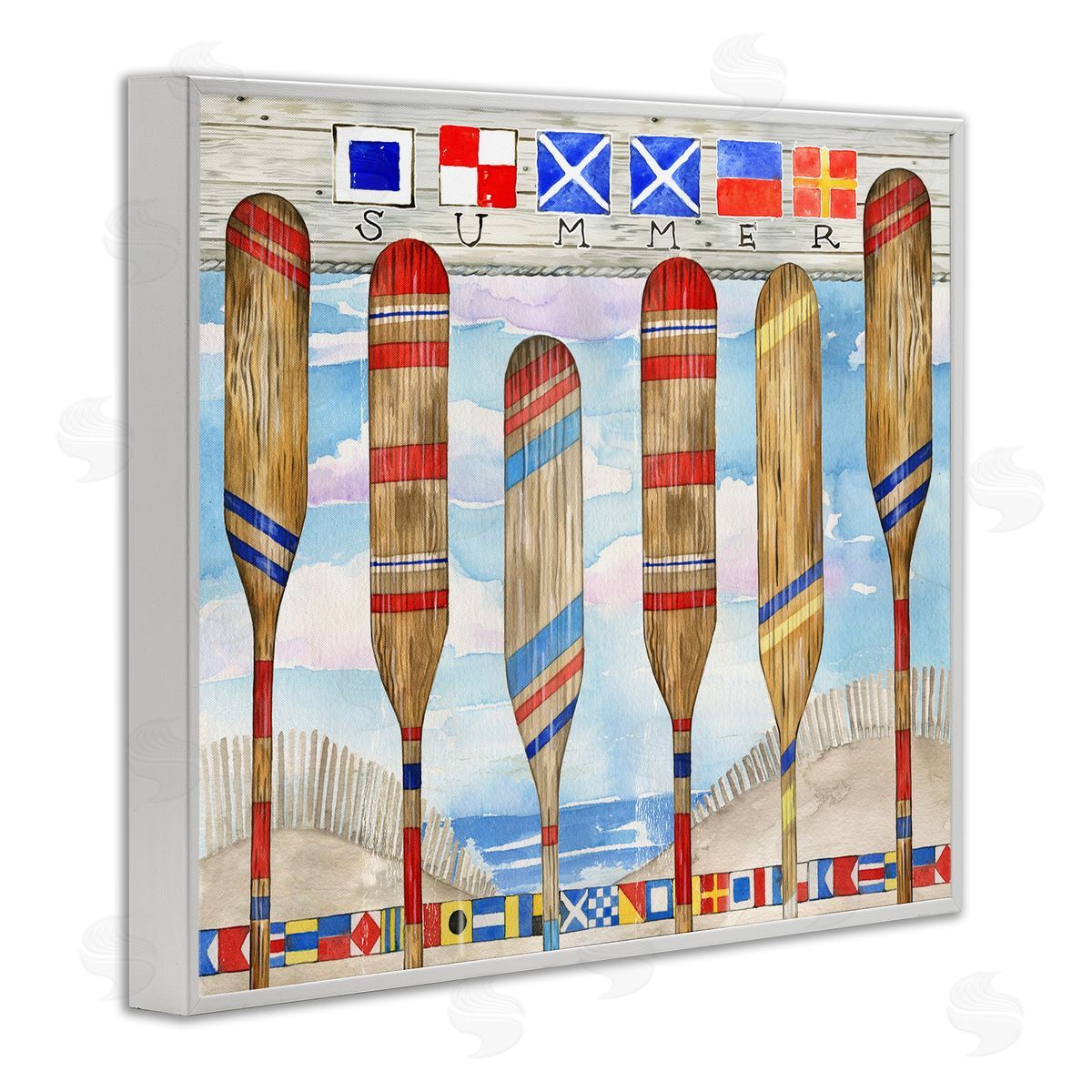 Ronnie Rooney Nautical Flags & Paddles White Framed Giclee Wall Art Print
