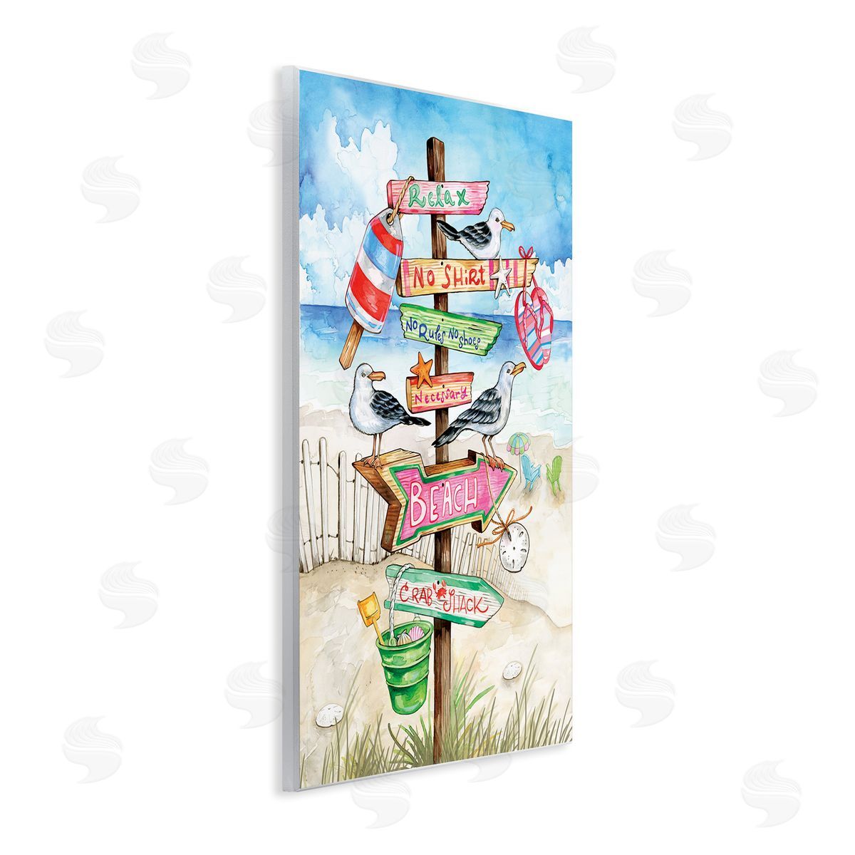 Ronnie Rooney Seaside Rules Signs Wooden Wall Plaque Art Print