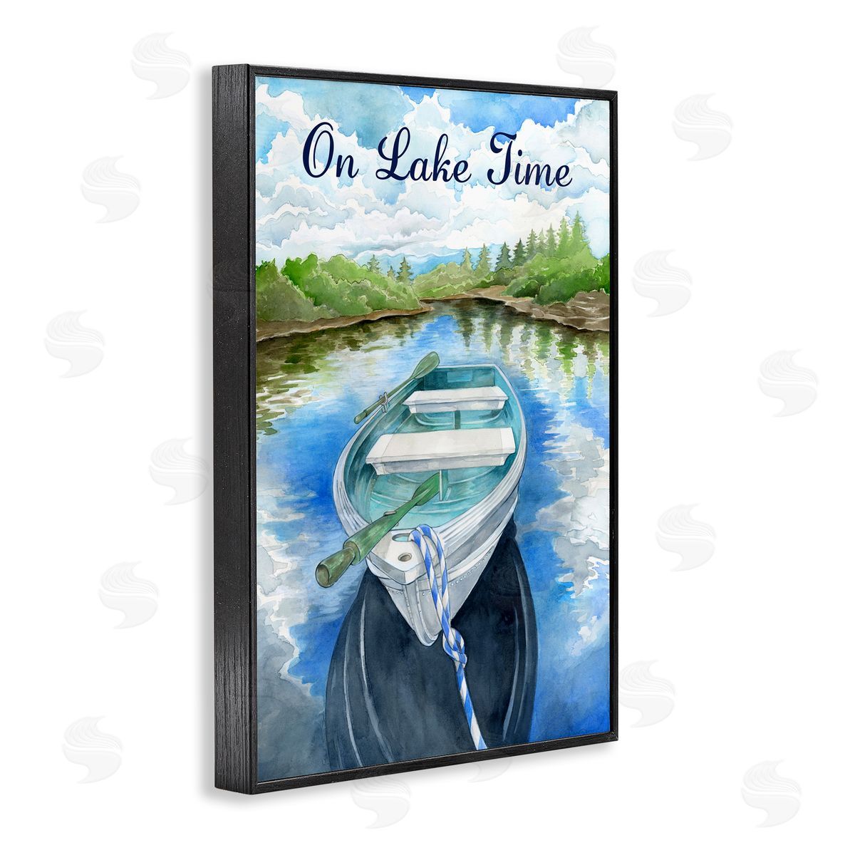 Ronnie Rooney On Lake Time Canoe Black Framed Giclee Wall Art Print
