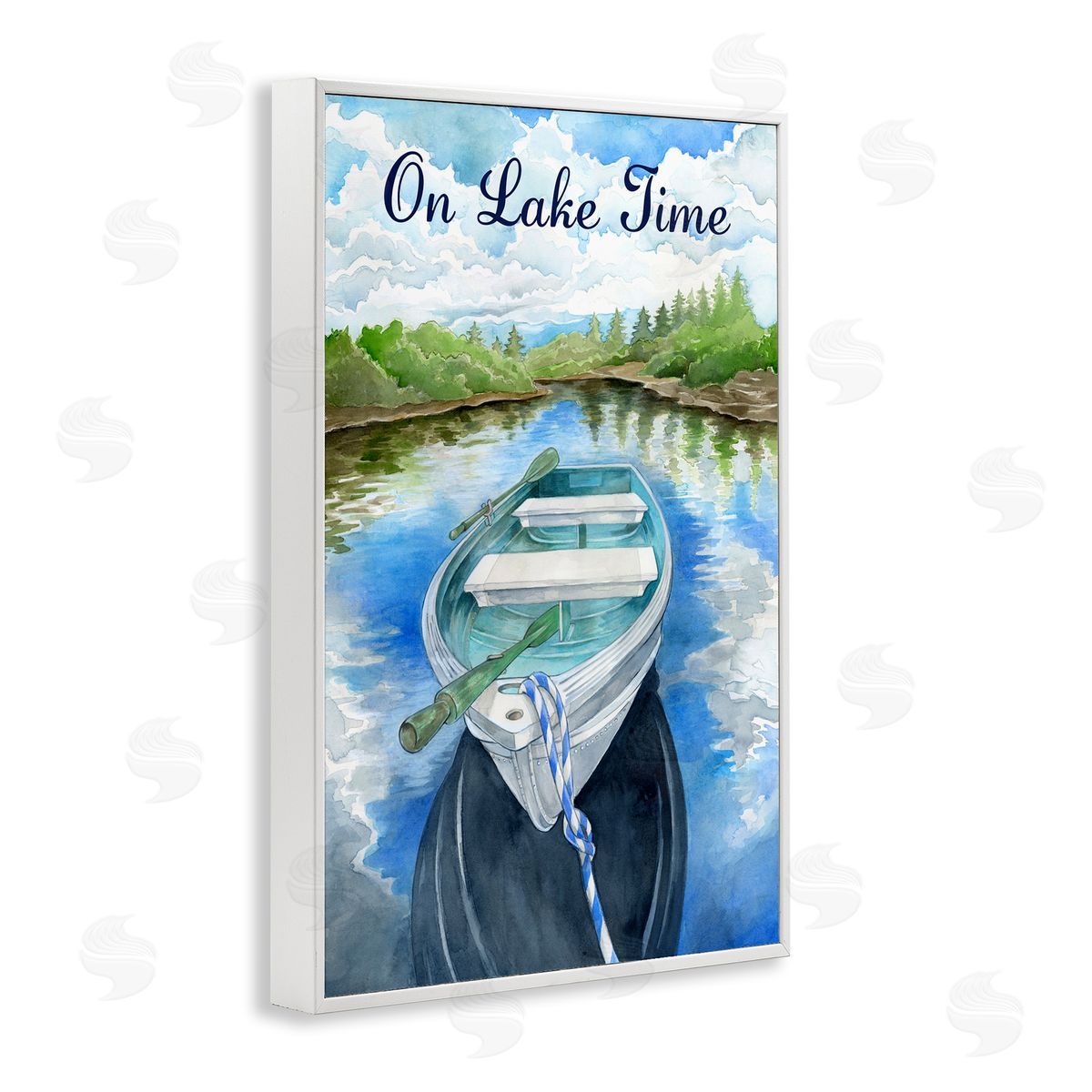 Ronnie Rooney On Lake Time Canoe White Framed Giclee Wall Art Print