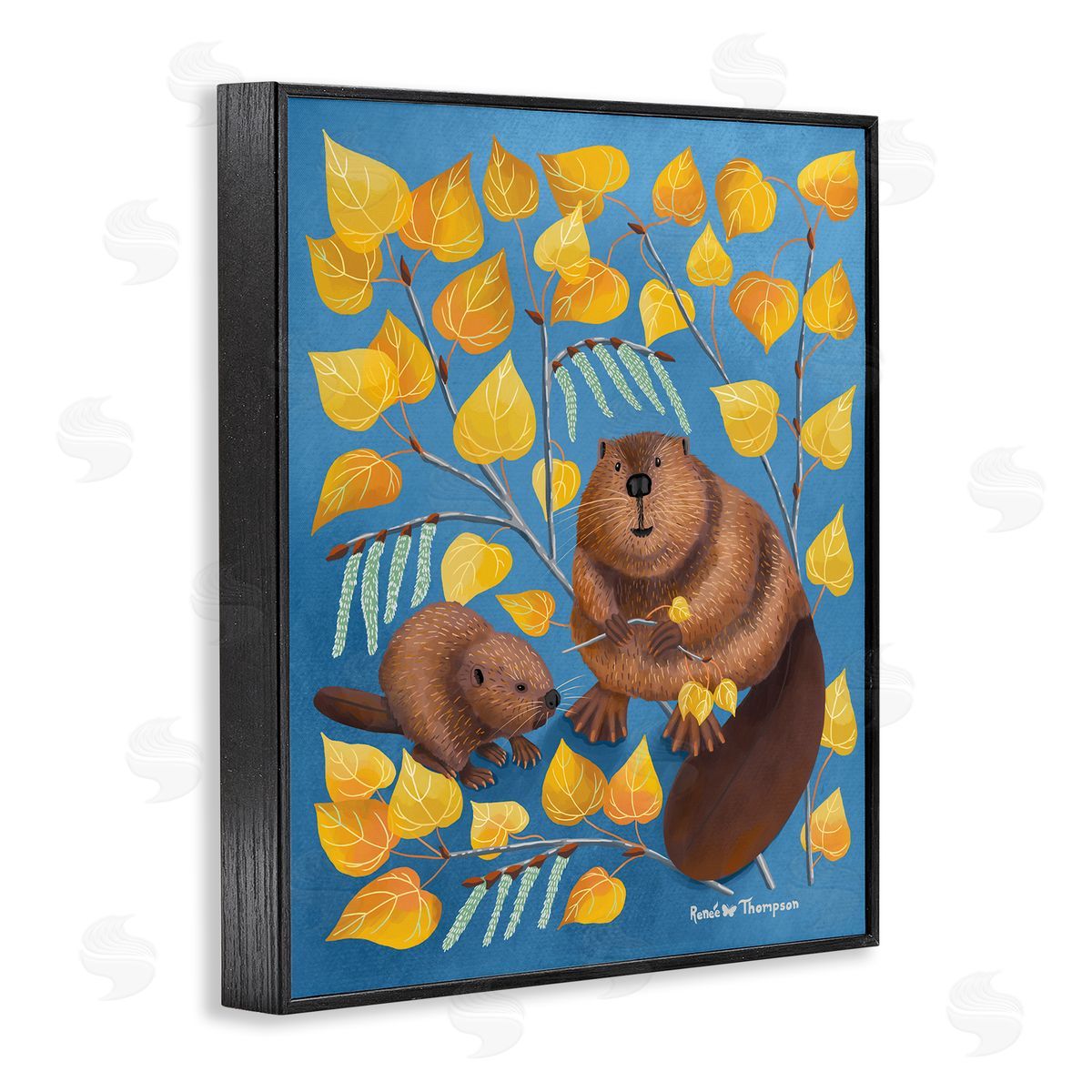 Renee Thompson Beaver & Quaking Aspen Black Framed Giclee Wall Art Print