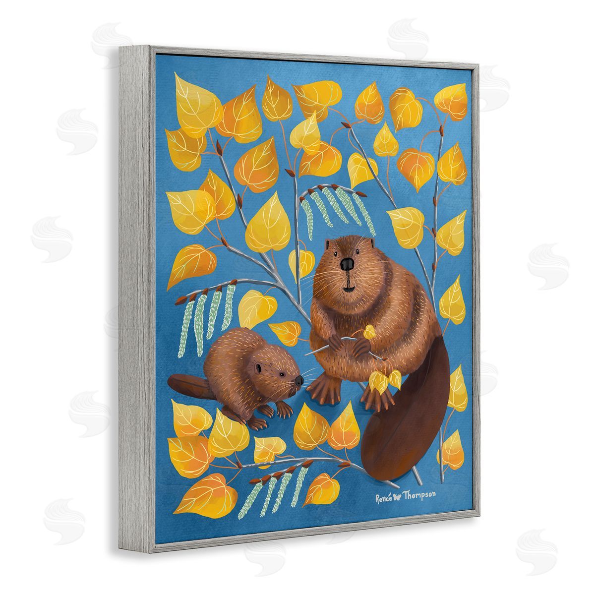 Renee Thompson Beaver & Quaking Aspen Gray Framed Giclee Wall Art Print