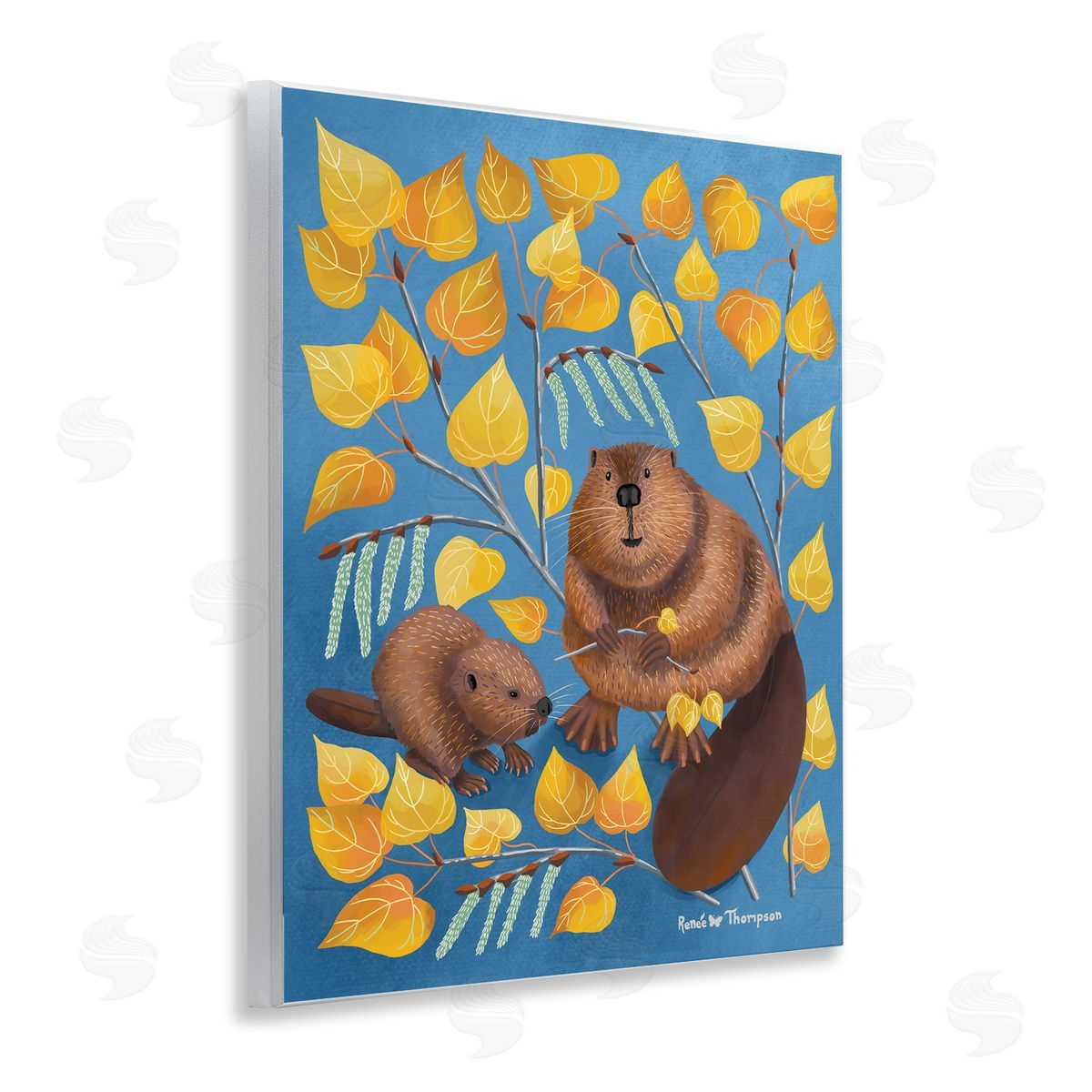 Renee Thompson Beaver & Quaking Aspen Wooden Wall Plaque Art Print