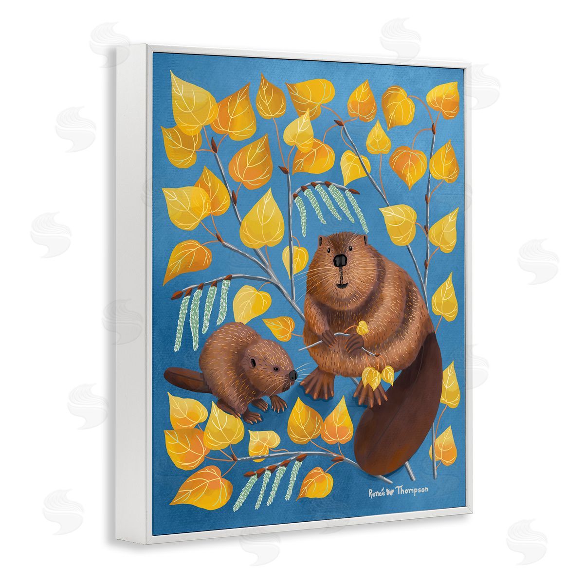 Renee Thompson Beaver & Quaking Aspen White Framed Giclee Wall Art Print