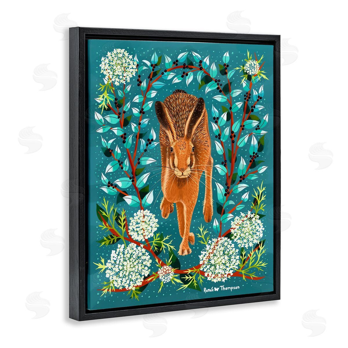 Renee Thompson Hare & Huckleberries Black Floating Frame Canvas Wall Art Print