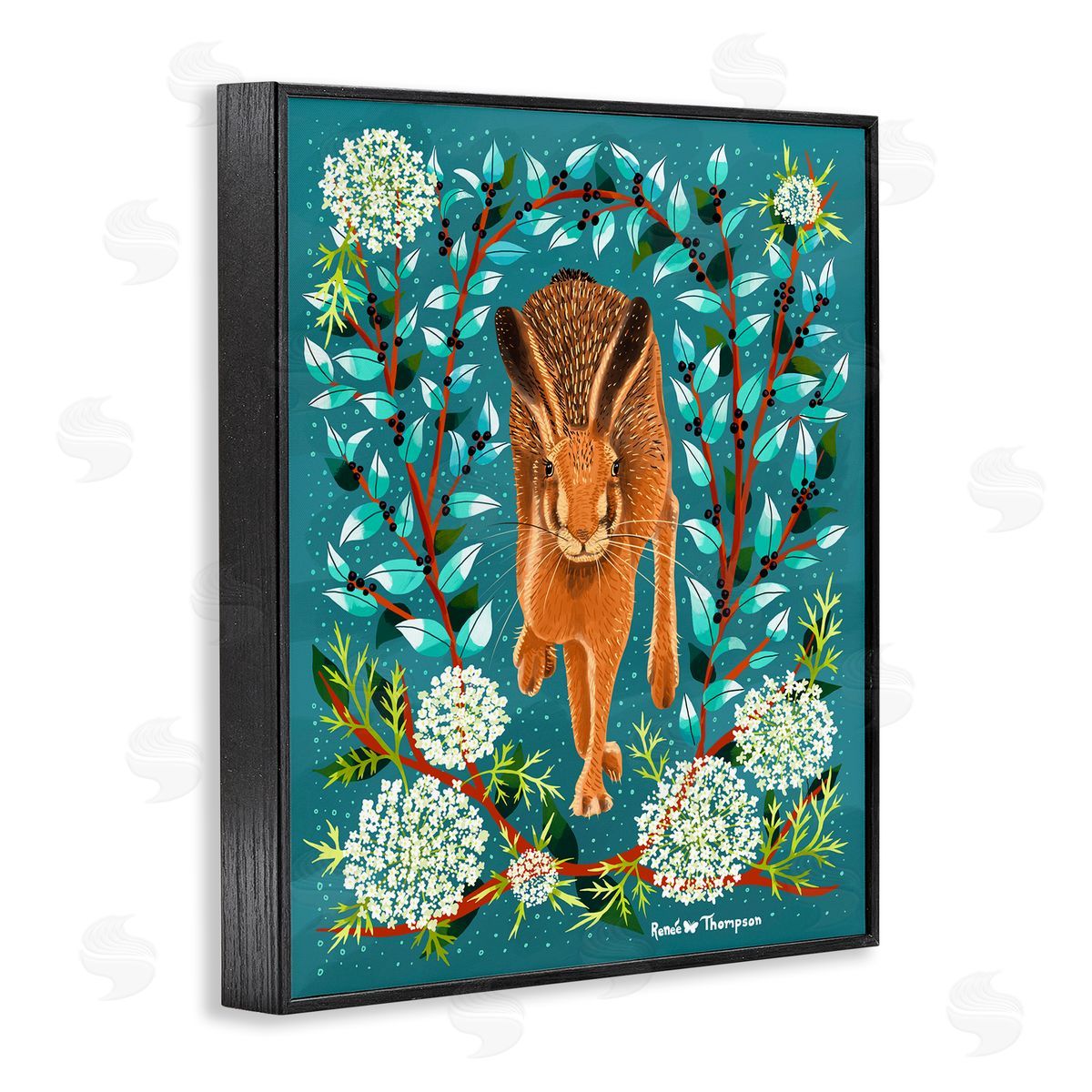 Renee Thompson Hare & Huckleberries Black Framed Giclee Wall Art Print