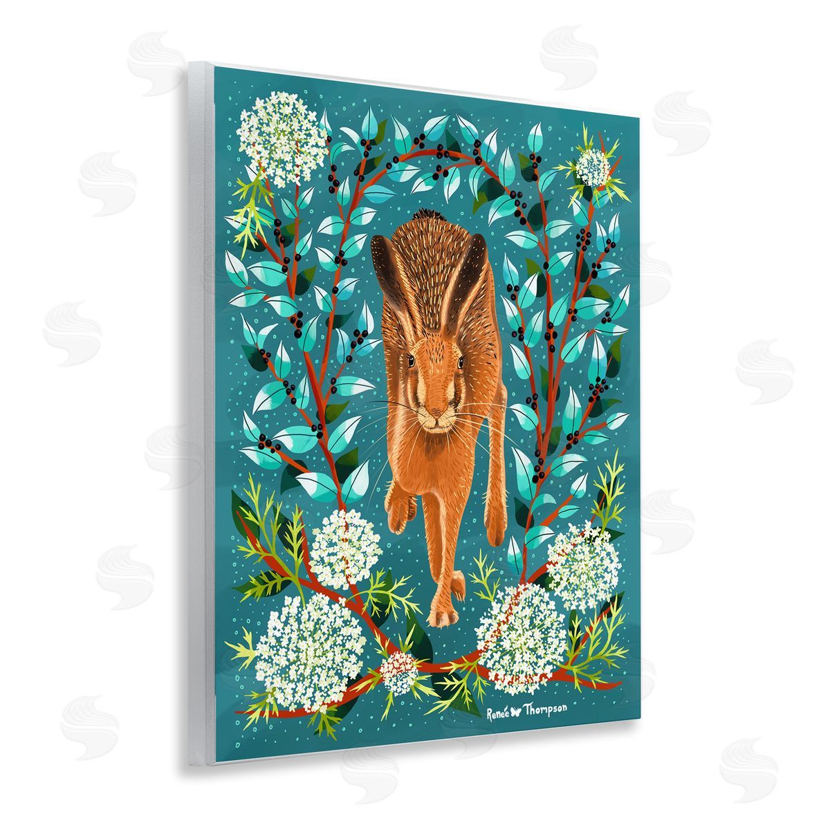 Renee Thompson Hare & Huckleberries Wooden Wall Plaque Art Print