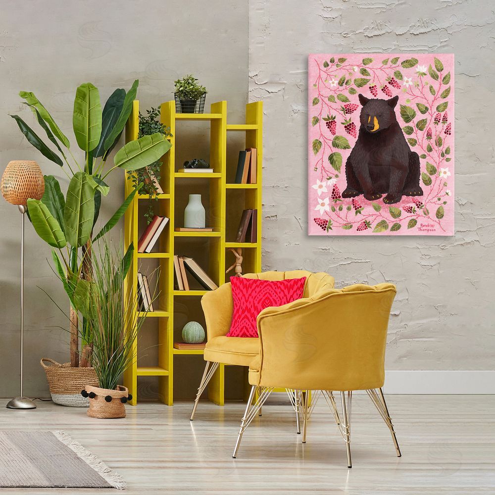 Renee Thompson Bear & Blackberry Plants Canvas Wall Art Print in Room