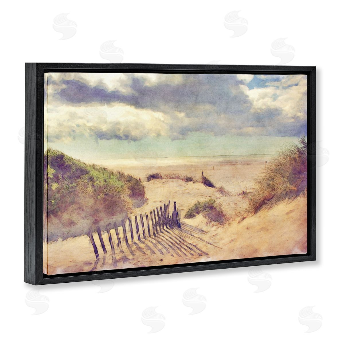 Noah Bay Golden Sands Beach Black Floating Frame Canvas Wall Art Print