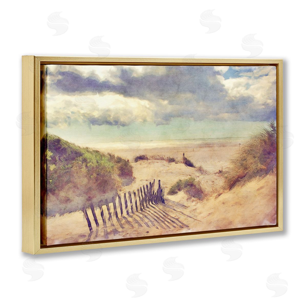 Noah Bay Golden Sands Beach Gold Floating Frame Canvas Wall Art Print