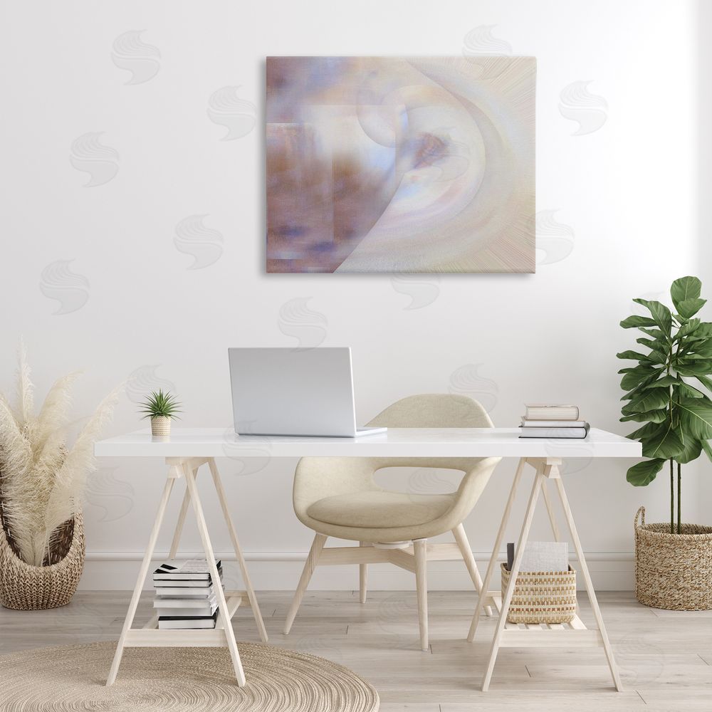 Noah Bay Faded Beige Abstraction Canvas Wall Art Print in Room