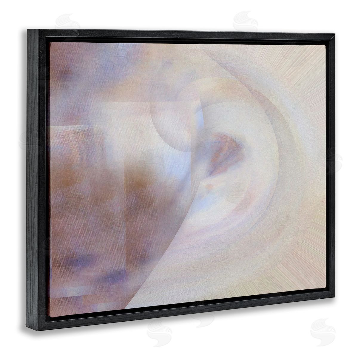Noah Bay Faded Beige Abstraction Black Floating Frame Canvas Wall Art Print