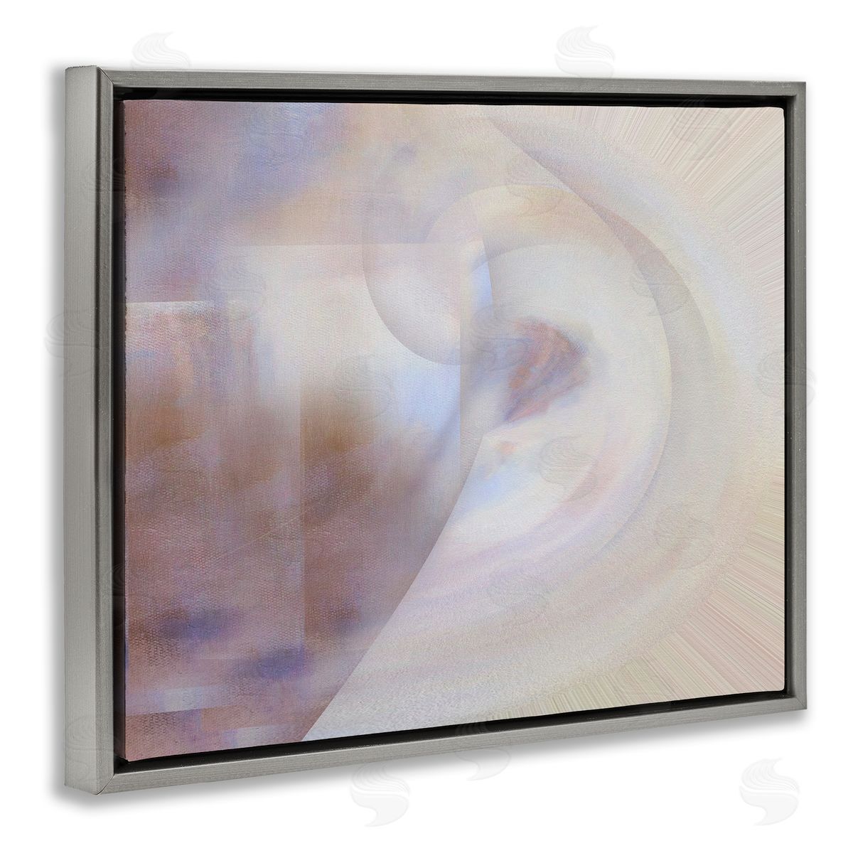 Noah Bay Faded Beige Abstraction Gray Floating Frame Canvas Wall Art Print
