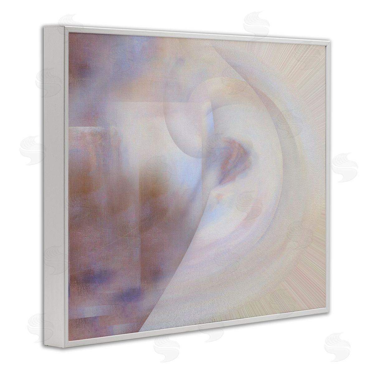 Noah Bay Faded Beige Abstraction White Framed Giclee Wall Art Print