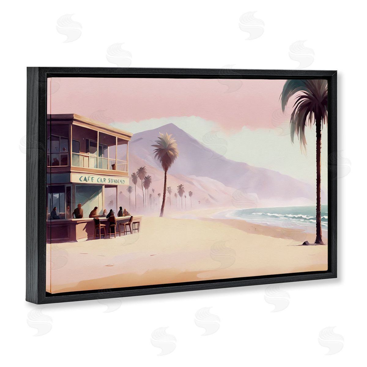 Noah Bay Café at Head Of Bay Black Floating Frame Canvas Wall Art Print