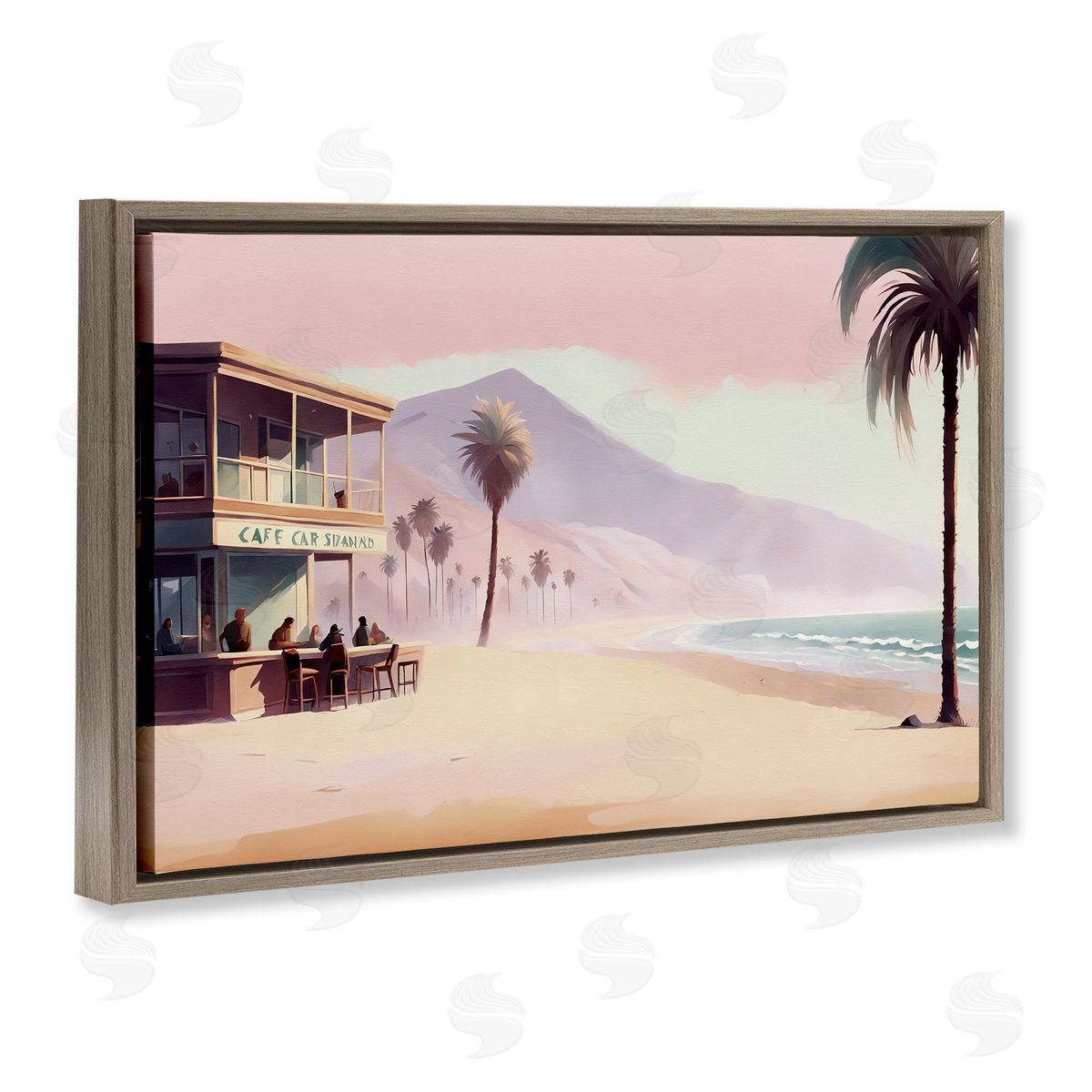 Noah Bay Café at Head Of Bay Brown Floating Frame Canvas Wall Art Print