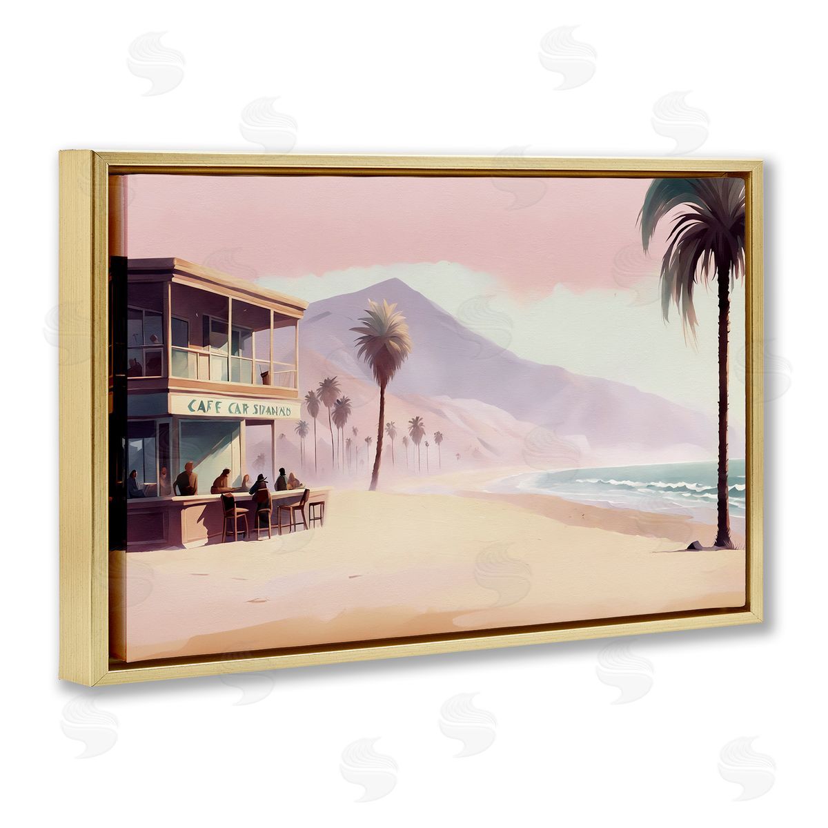 Noah Bay Café at Head Of Bay Gold Floating Frame Canvas Wall Art Print