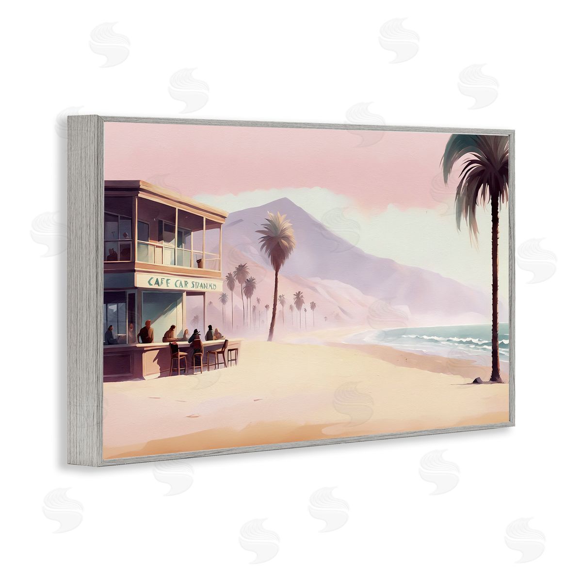 Noah Bay Café at Head Of Bay Gray Framed Giclee Wall Art Print
