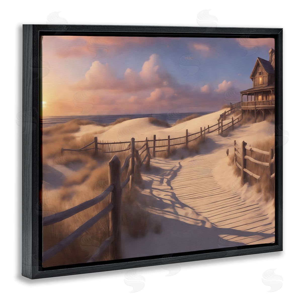 Noah Bay Hampton Dunes Landscape Black Floating Frame Canvas Wall Art Print