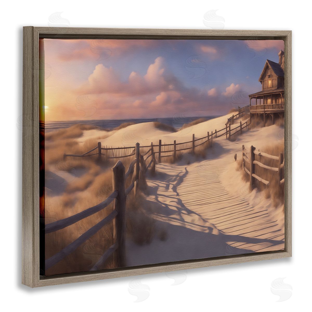 Noah Bay Hampton Dunes Landscape Brown Floating Frame Canvas Wall Art Print