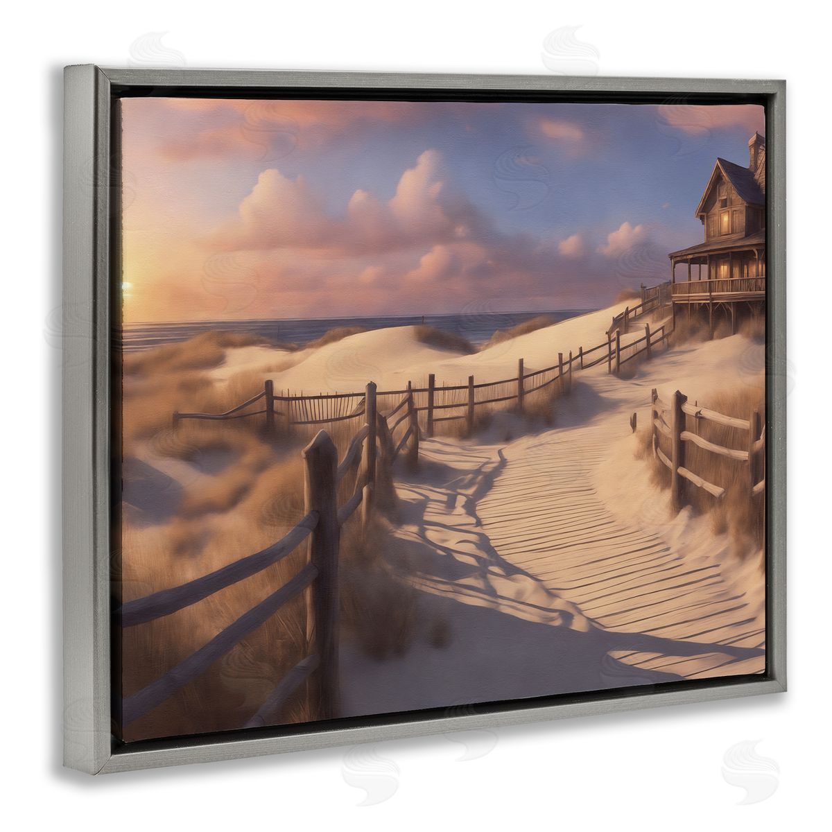 Noah Bay Hampton Dunes Landscape Gray Floating Frame Canvas Wall Art Print