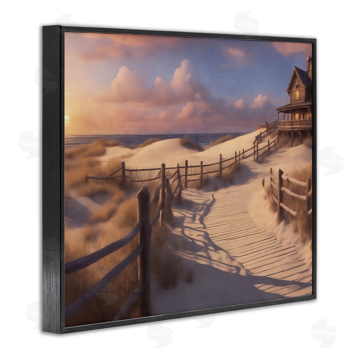 Noah Bay Hampton Dunes Landscape Black Framed Giclee Wall Art Print