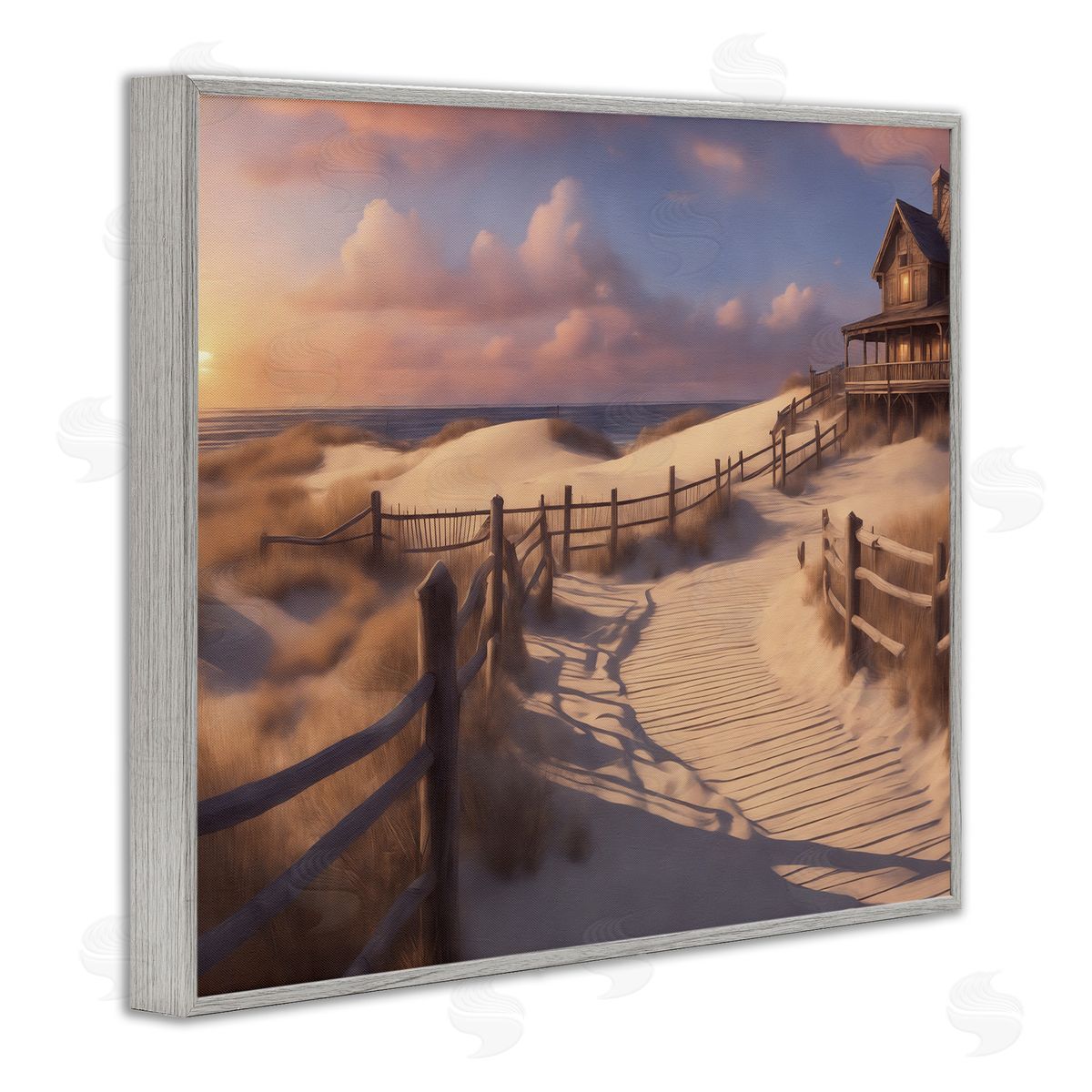 Noah Bay Hampton Dunes Landscape Gray Framed Giclee Wall Art Print