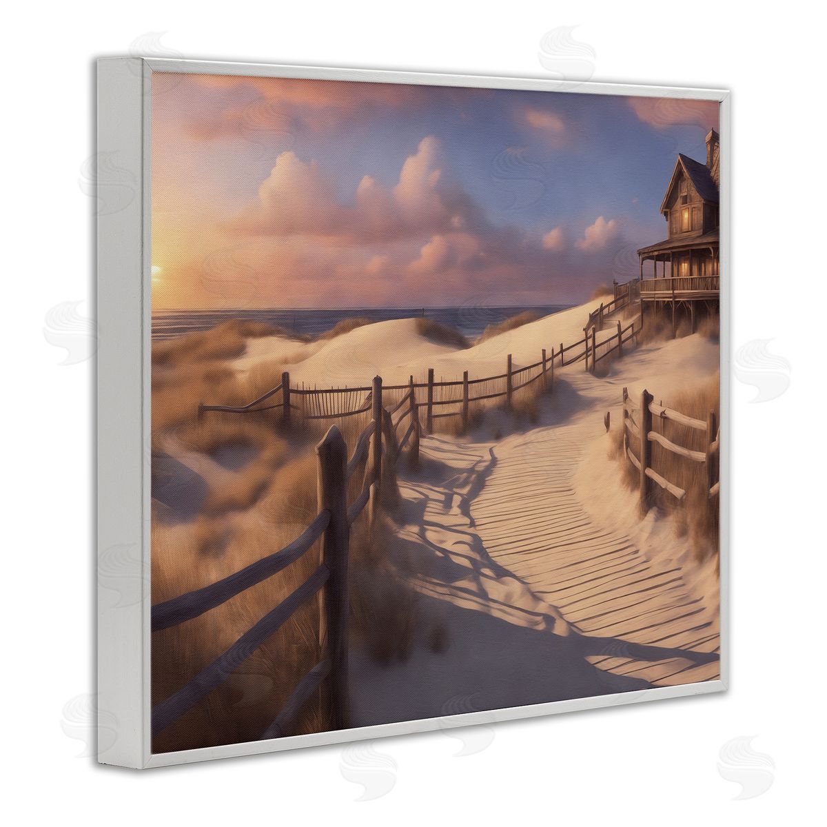 Noah Bay Hampton Dunes Landscape White Framed Giclee Wall Art Print