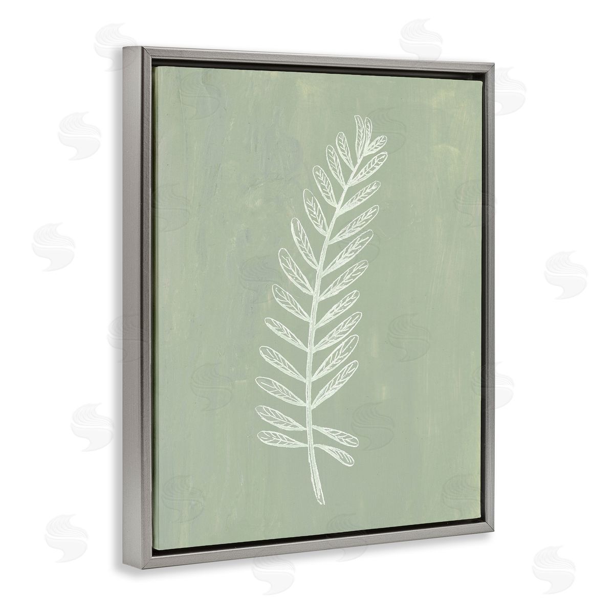 Patricia Pinto Simple Fern Impression Gray Floating Frame Canvas Wall Art Print