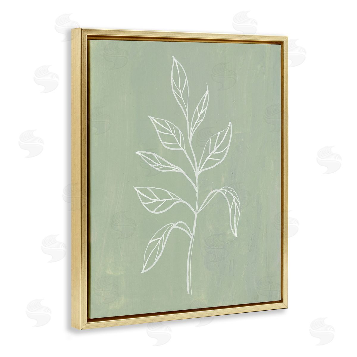 Patricia Pinto Drooping Plant Leaves Gold Floating Frame Canvas Wall Art Print
