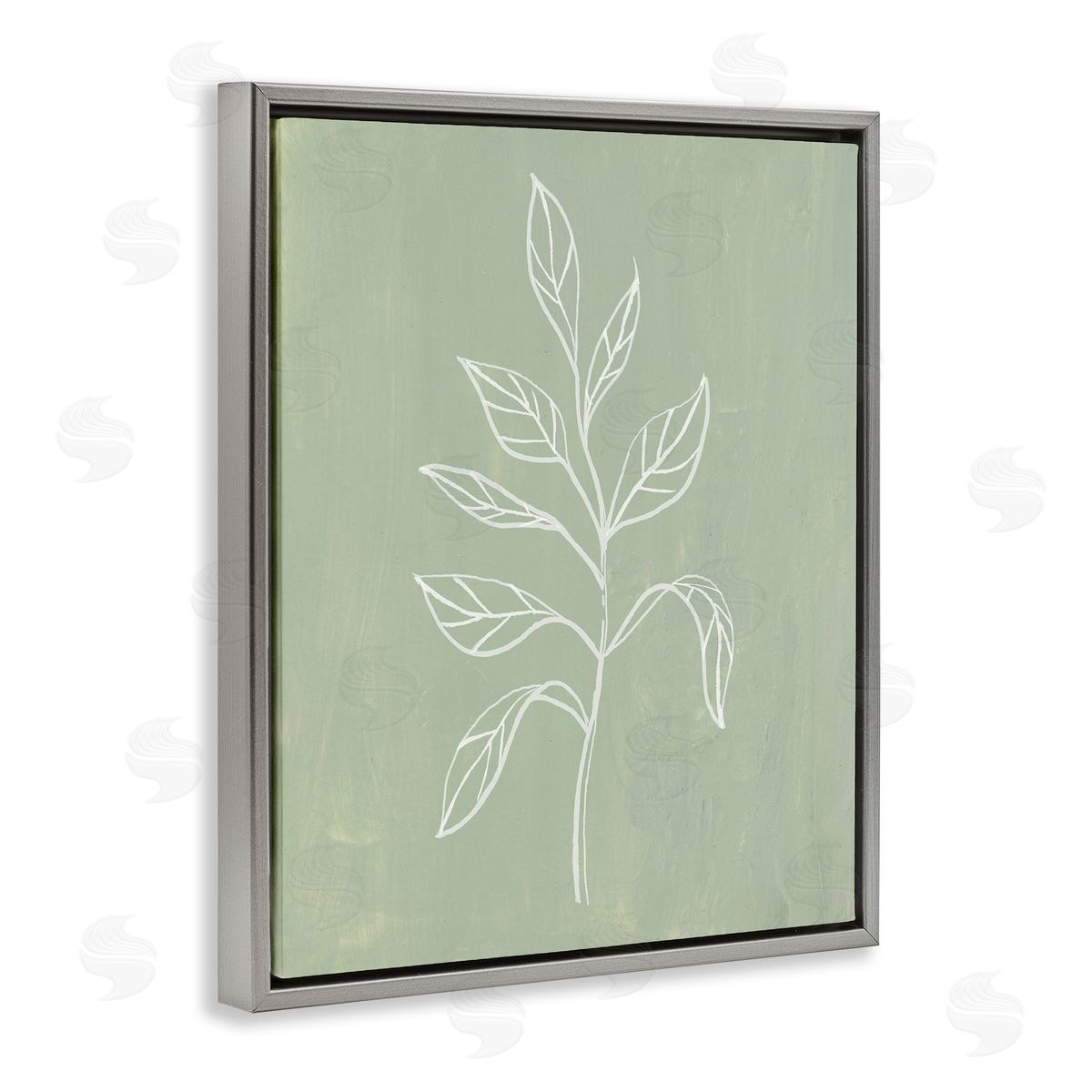 Patricia Pinto Drooping Plant Leaves Gray Floating Frame Canvas Wall Art Print