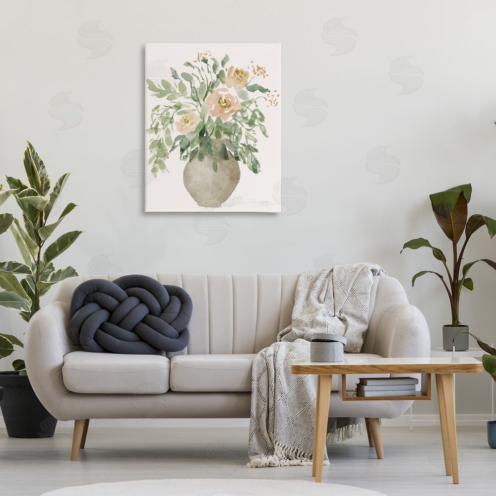 Lucille Price Peach Roses Bouquet Canvas Wall Art Print in Room