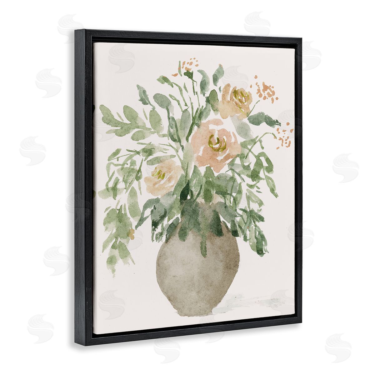 Lucille Price Peach Roses Bouquet Black Floating Frame Canvas Wall Art Print