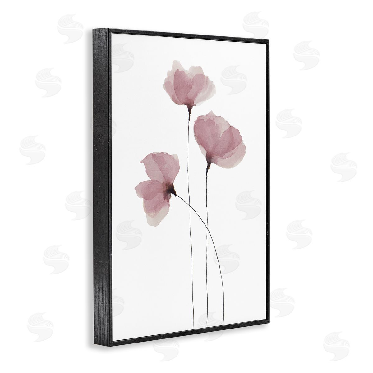 Krinlox Standing Tall Pink Flowers Black Framed Giclee Wall Art Print