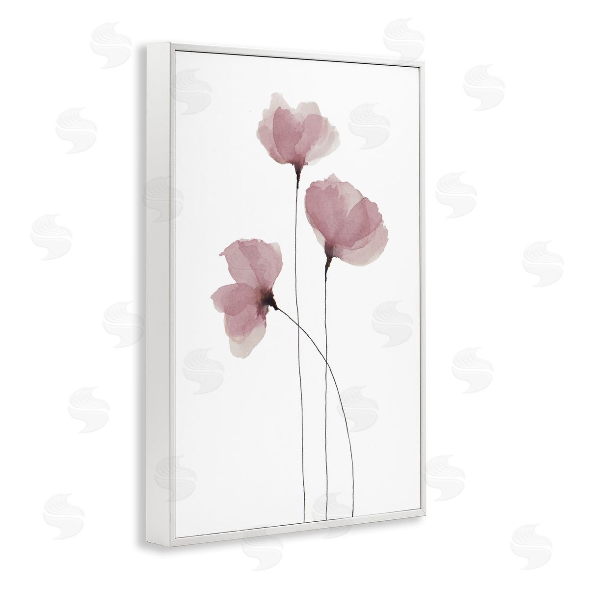 Krinlox Standing Tall Pink Flowers White Framed Giclee Wall Art Print