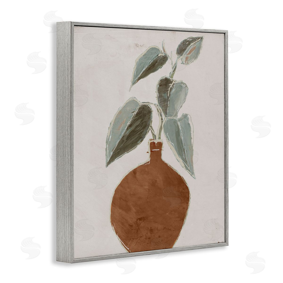 Lorenzo Collective Natural Tan Greenery Gray Framed Giclee Wall Art Print