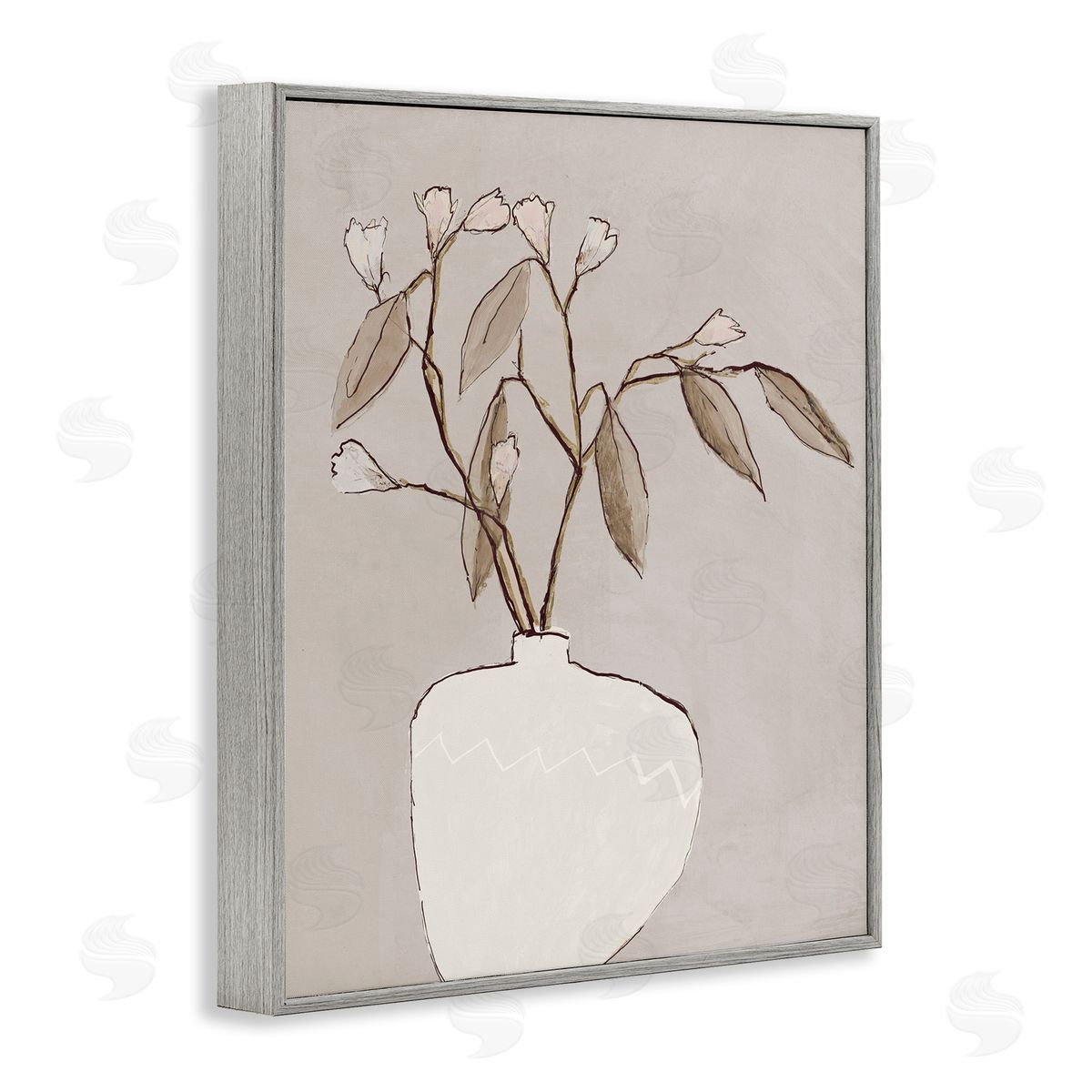 Lorenzo Collective Neutral Tan Greenery Gray Framed Giclee Wall Art Print