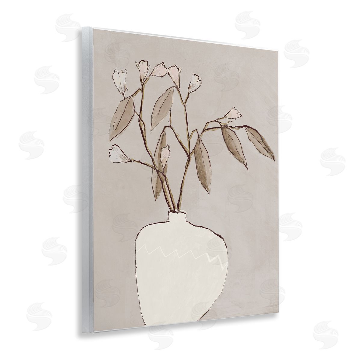 Lorenzo Collective Neutral Tan Greenery Wooden Wall Plaque Art Print